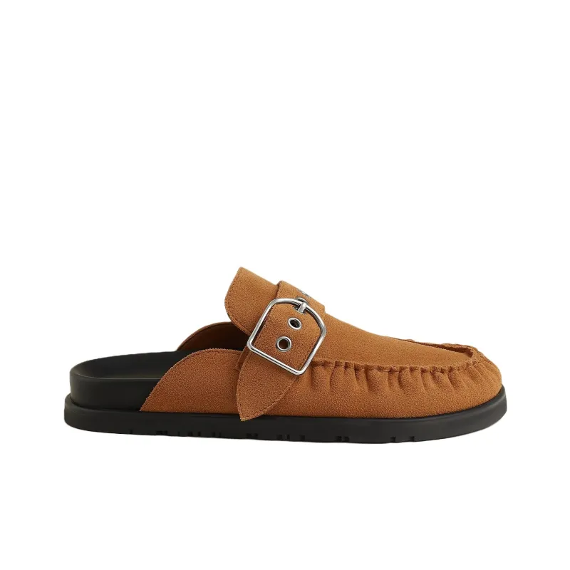 HERMES Closed Toe Slippers Women's Brown-1