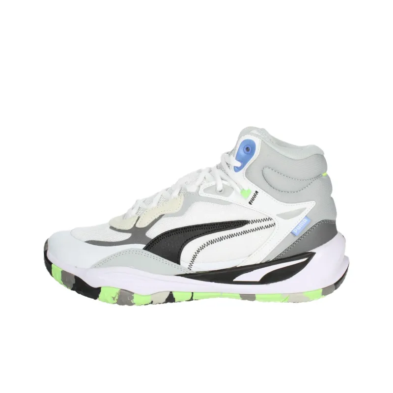 PUMA Playmaker Pro Anti Slip Wear Resistant Mid Top Basketball Shoes Men's White-0