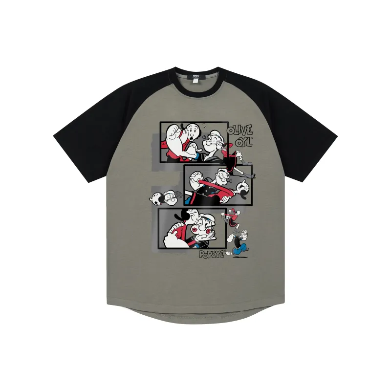 POPEYE Raglan Sleeve Loose Fit Casual Crew Neck Short Sleeved T Shirts Unisex-2