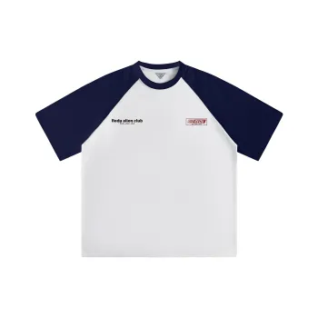 REDU T Shirt Unisex White & Navy Blue Sleeves