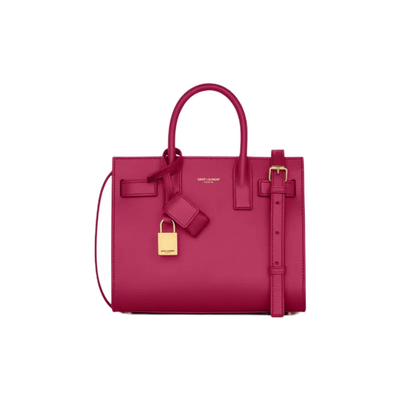 SAINT LAURENT SAC DE JOUR Calfskin Shoulder Bag, Crossbody Bag, Handbag Nano Women's Raspberry Pink-0