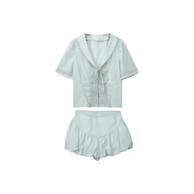 Lace Chili Pajama Set Women's Morning Mist Blue-0