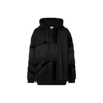 Burberry Flag Intarsia Panelled Cotton And Velvet Hoodie