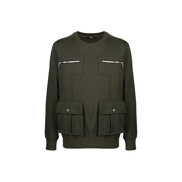 BALMAIN Sweatshirts Men Army Green-0