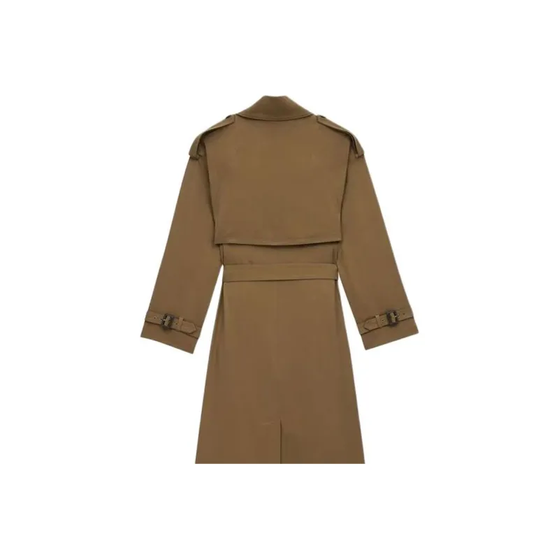 SAINT LAURENT Double Breasted Belted Trench Coat-4