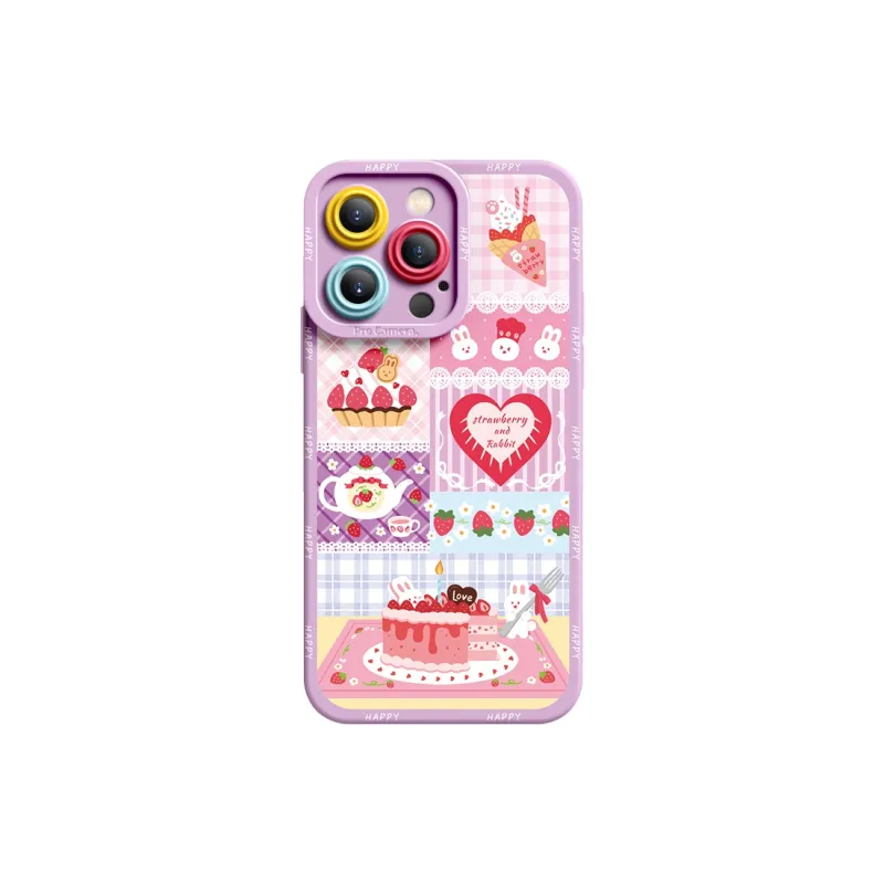 I Create My Art Silicone Material Strawberry Cake Phone Case Compatible With Apple Collection Cute Style-9
