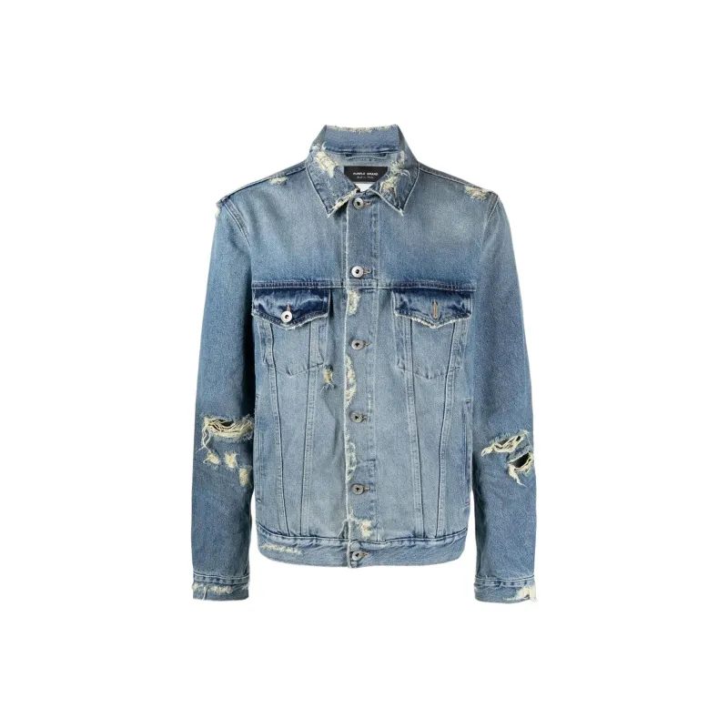 PURPLE BRAND Dirty Moto Destroy Denim Jacket-0