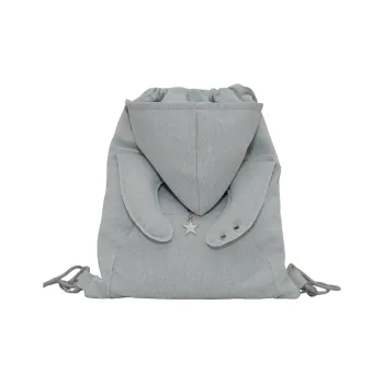 LOUIS ROYALN Cotton Linen Blend Backpack Medium Size Unisex Black/Gray/Pink