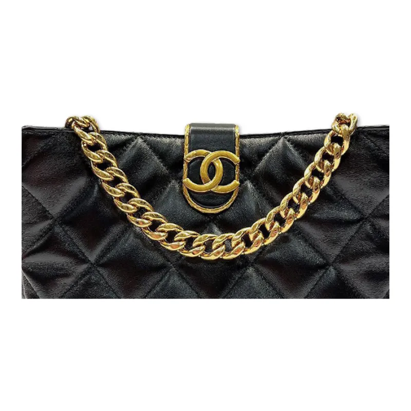 CHANEL 22K Autumn And Winter Sheepskin Hippie Bag Bucket Bag Shoulder Bag Crossbody Bag Women's Black-2