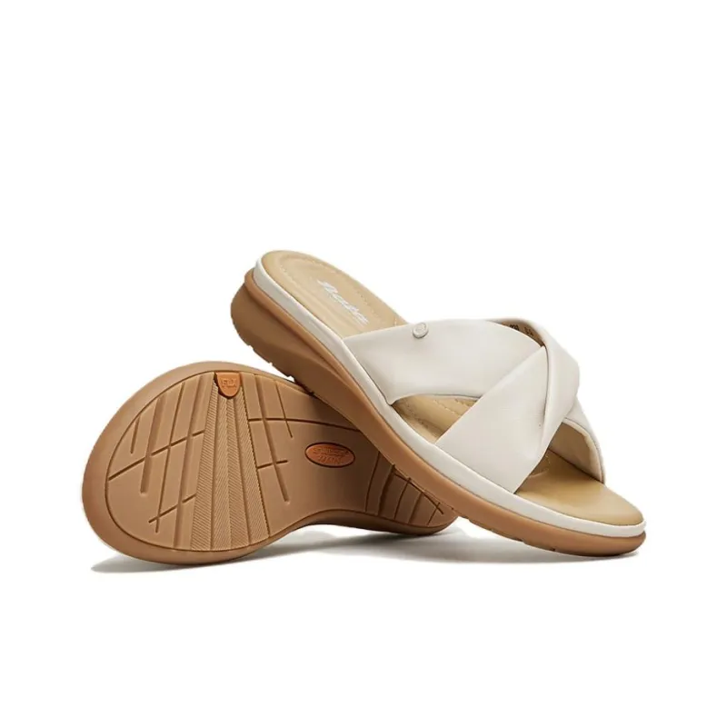 BATA Rubber Sole Leather Patchwork Slip Resistant Slide Slippers Women's-3