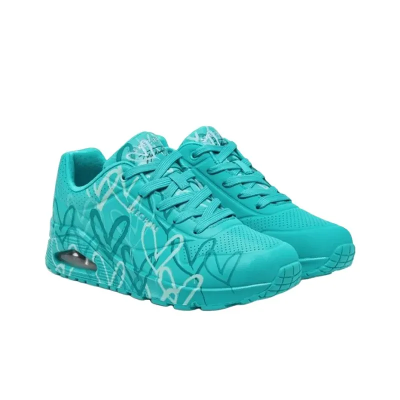 JGoldcrown x Skechers Uno Anti Slip Wear Resistant Low Top Casual Shoes Women's Blue-2
