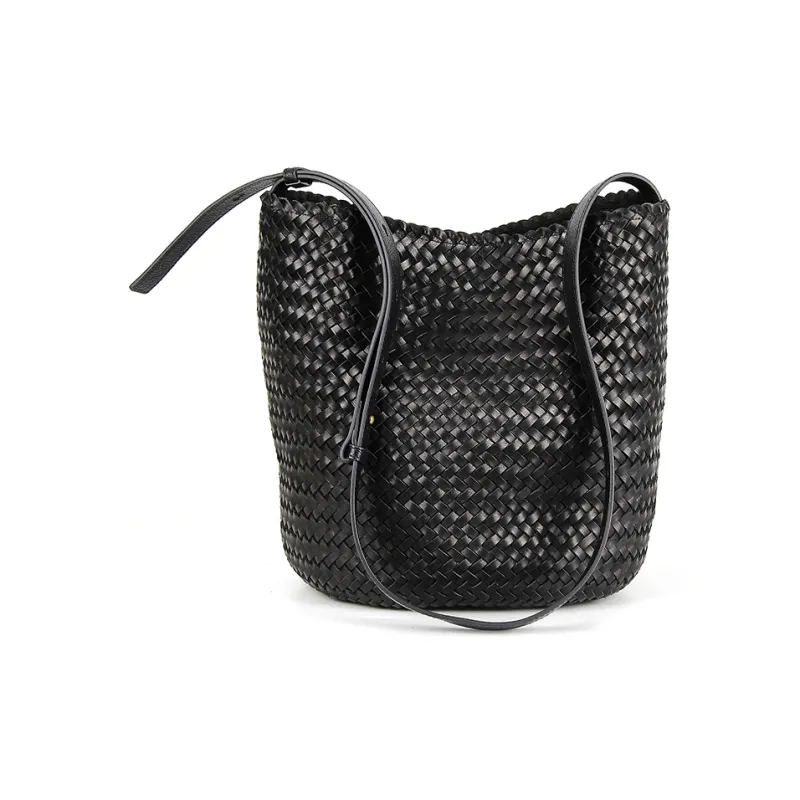 YOCAMU Top Grain Cow Leather Bucket Bag Large Size Women's Multicolor-2