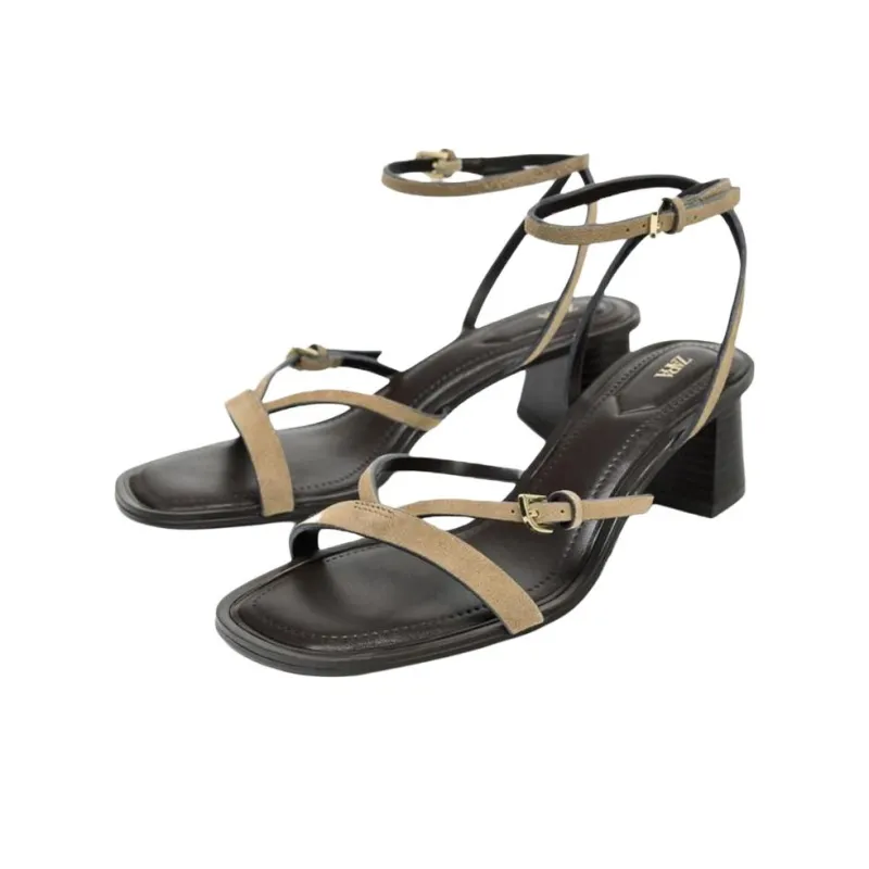 ZARA One Strap Sandals 5cn Women's Sandy Brown-1