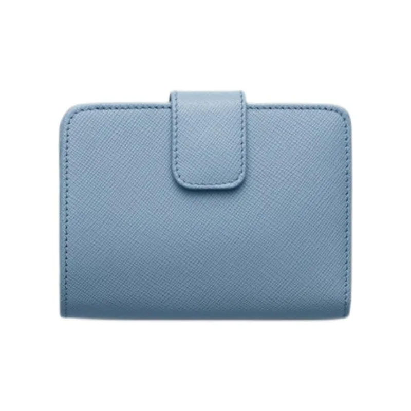 PRADA Saffiano Cow Leather Wallet Women's Light Blue-0