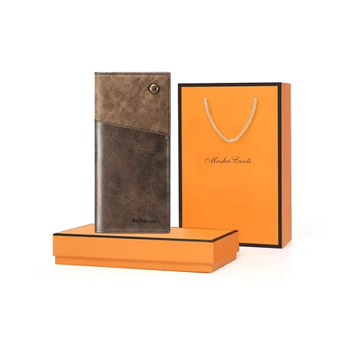 MashaLanti Microfiber Practical Card Holder Wallet Regular Men's Coffee & Tea Brown