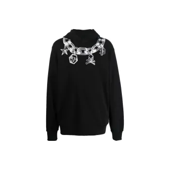PHILIPP PLEIN Chain Print Cotton Hoodie