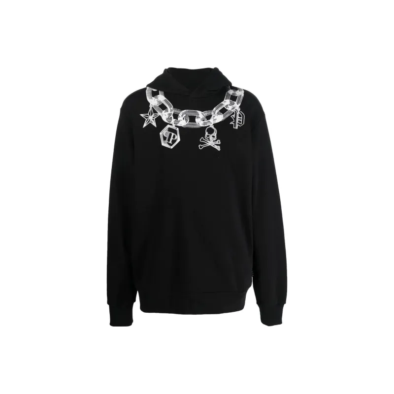 PHILIPP PLEIN Chain Print Cotton Hoodie-0