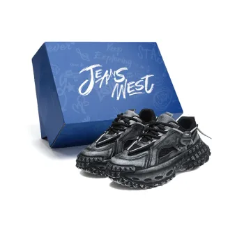 JEANSWEST Cushioning, Wear Resistant Low Top Chunky Sneakers Men Black