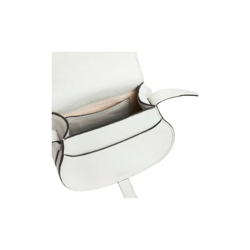 Chloe Marcie Calfskin Saddle Bag Shoulder Bag Crossbody Bag Small Size Women's White-4