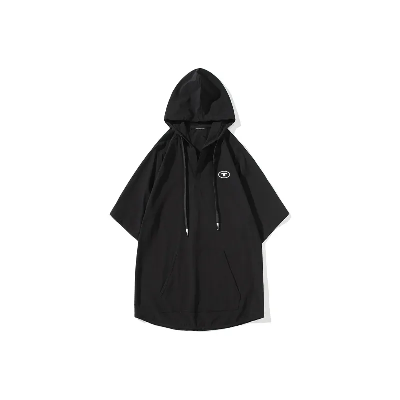 TOM TAILOR Vintage Hooded Pullover With Thin Back Print Logo Minimalist Style Loose Fit Short-Sleeved T-Shirt Unisex-0