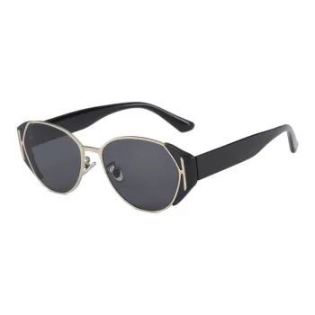 MUYKUY PC Metal Oval Sunglasses Women's