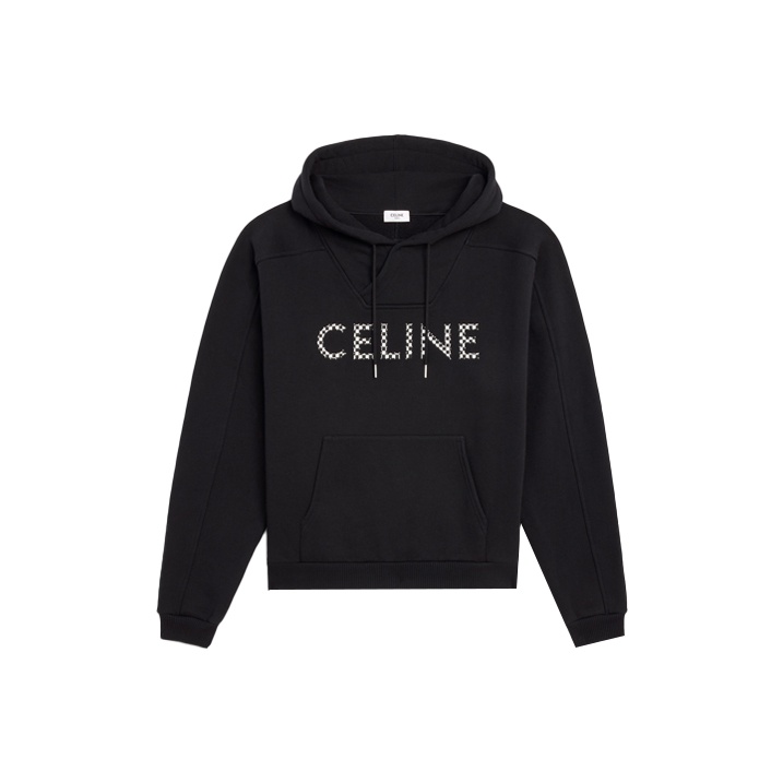 CELINE 関税込 loose sweatshirt in cotton fleece CELINE LOOSE SWEATSHIRT IN COTTON FLEECE - GREY MELANGE/RED
