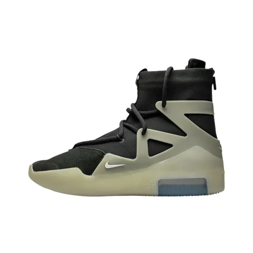 Fear Of God x Nike Air Fear Of God 1 Anti Slip Wear Resistant High Top Vintage Basketball Shoes Unisex Black Beige