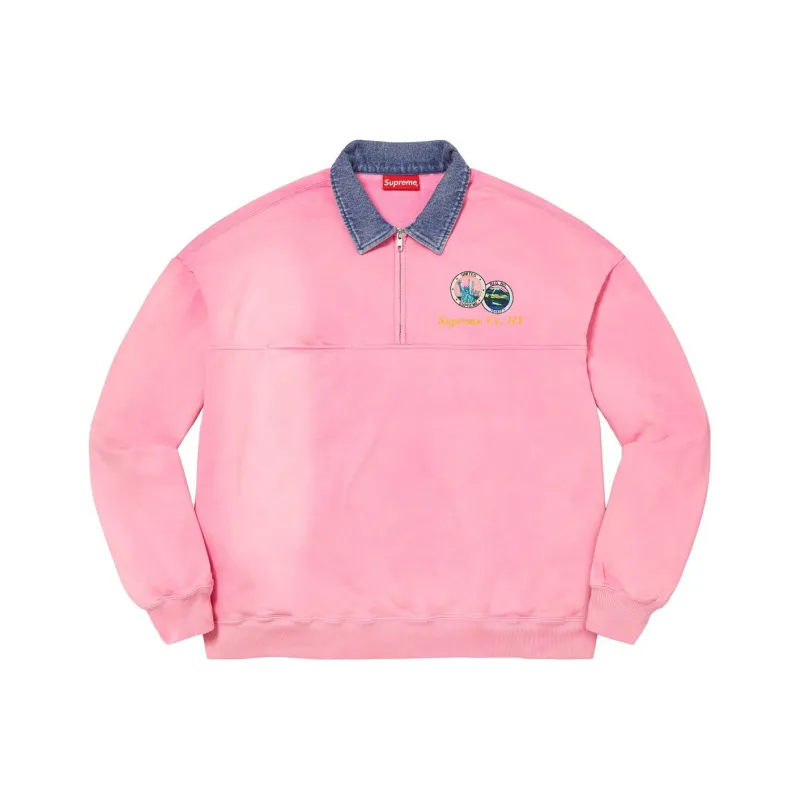 Supreme Denim Collar Half Zip Sweatshirt-1