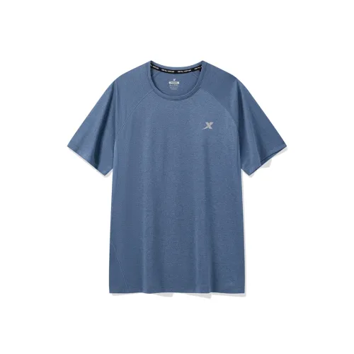 XTEP Comprehensive Training Short Sleeved T Shirt Men's Autumn Eggplant Blue