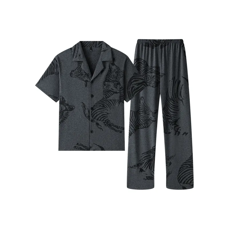 Gongdie Pajama Set Men's Dark Gray-0