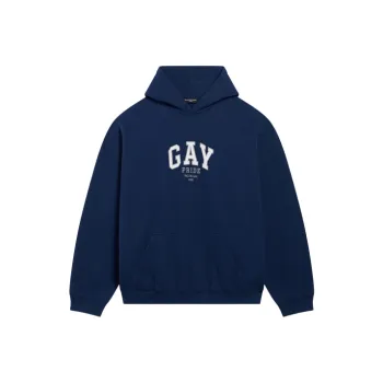 Balenciaga Pride Boxy Hoodie 'Navy/White/Grey'