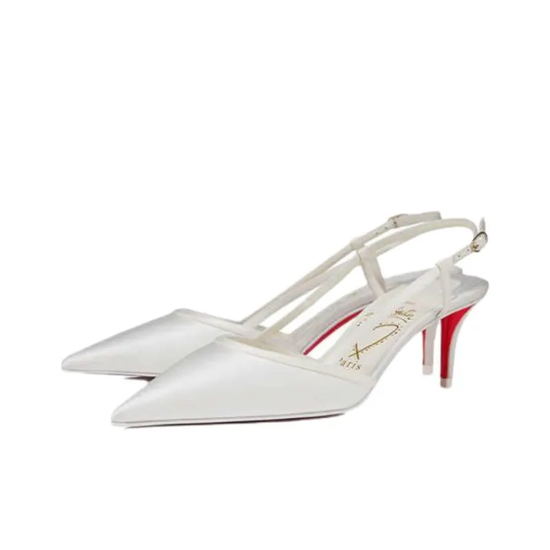 CL LUBOTING Miss Z Sling Slim Heel High Heels 6cm Women's White-1