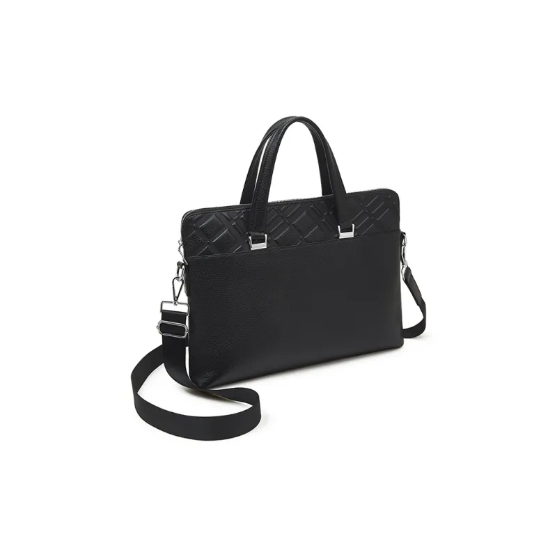 Old Man's Head Top Grain Cow Leather Briefcase Regular Men's Black-2