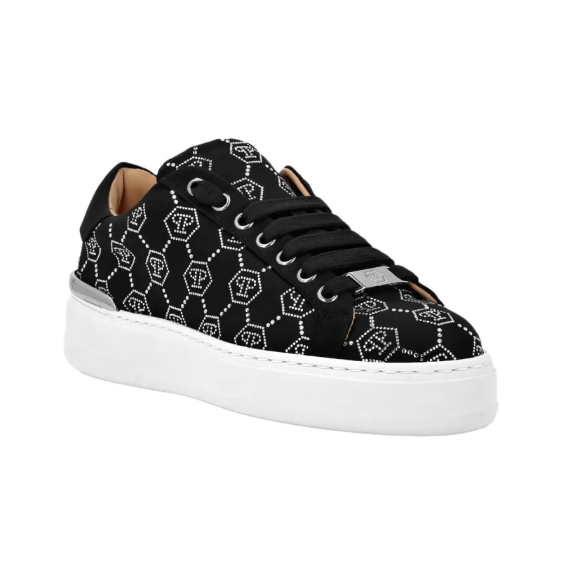 PHILIPP PLEIN Lo Top Strass Monogram Low Top Skateboard Shoes Women's Black-2