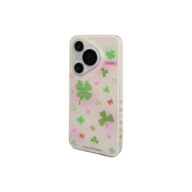 Wei Xin Acrylic Material Four Leaf Clover Bear Stand Phone Cases Compatible With Huawei Mate 70/60 Pro/Pura 70/70 Pro+-6