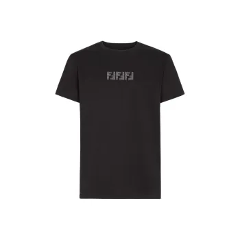 FENDI Logo Embroidered Crewneck T Shirt