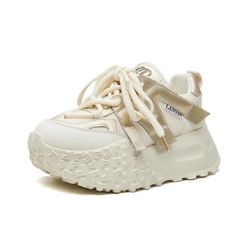 Ruomini Anti Slip And Wear Resistant Lightweight Height Increasing Low Top Chunky Sneakers Women's-0
