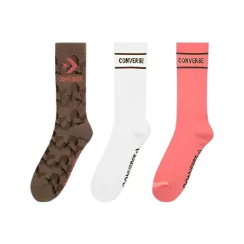 Converse 3 Pack Color Popped Camo Crew Socks