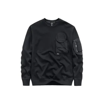 VIP Gothic Urban Techwear Multi Pocket Long Sleeved Pullover Sweatshirt Unisex Black