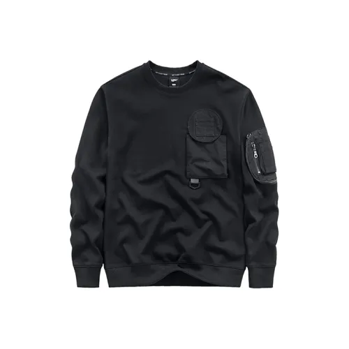 VIP Gothic Urban Techwear Multi-Pocket Long-Sleeved Pullover Sweatshirt Unisex Black