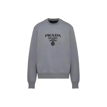 PRADA Cotton Jersey Logo Crewneck Sweatshirt