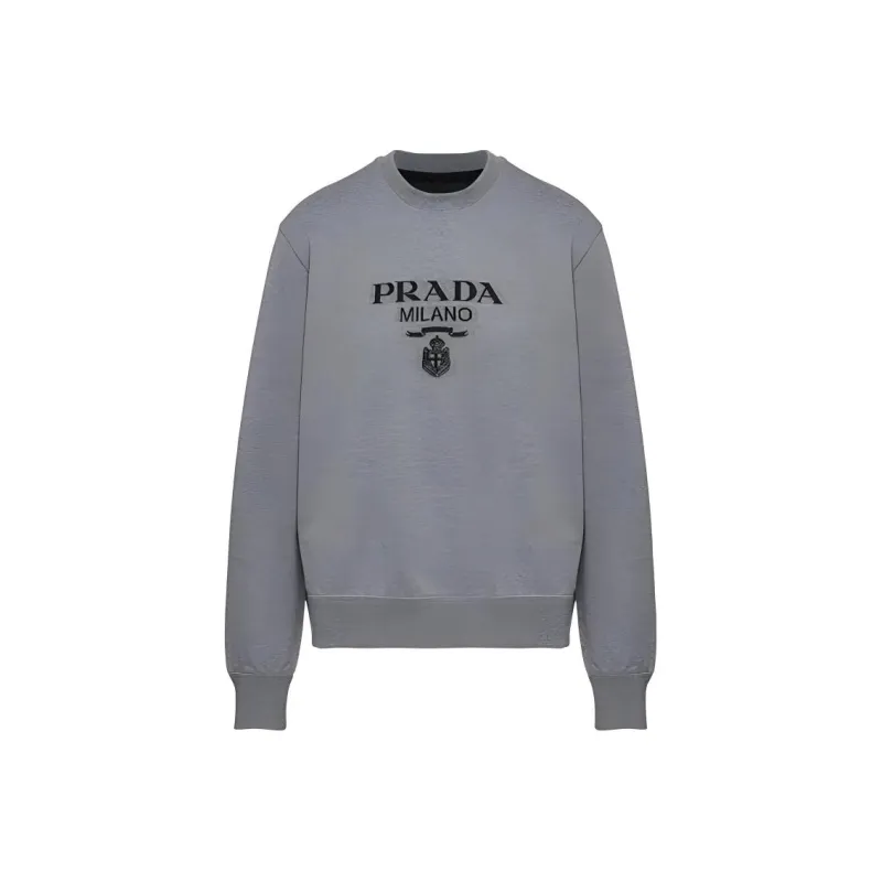 PRADA Cotton Jersey Logo Crewneck Sweatshirt-0