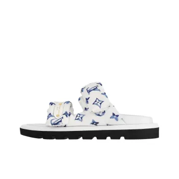 LOUIS VUITTON Pool Pillow Comfort Slide Slippers Women's Blue White