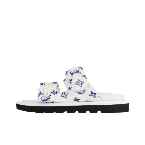 LOUIS VUITTON Pool Pillow Comfort Slide Slippers Women's Blue White
