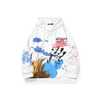 GENANX Hooded Loose Fit Regular Sweatshirt Unisex White