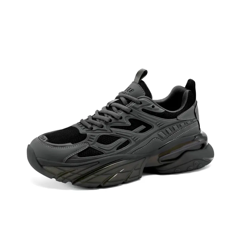 JEEP SPIRIT Anti-Slip And Wear-Resistant Lightweight Height Increasing Low-Top Chunky Sneakers Men's Volcanic Gray-1