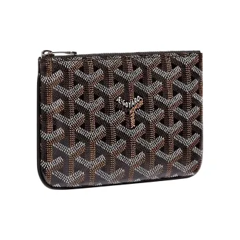 GOYARD SENAT Canvas With Calfskin Wallet Card Holder Clutch Mini Unisex Black
