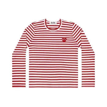 Comme Des Garcons Play Big Red Heart Striped L/S T shirt