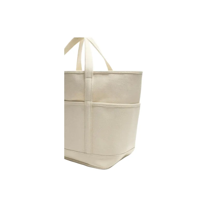 ZARA Cotton Tote Bag Shopping Bag Handbag Unisex Light Beige Yellow-4