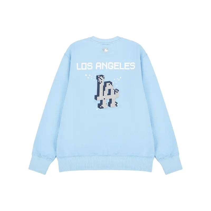 MLB PLAY PIXEL OVERFIT Los Angeles Dodgers Sweatshirt Unisex Light Blue-0